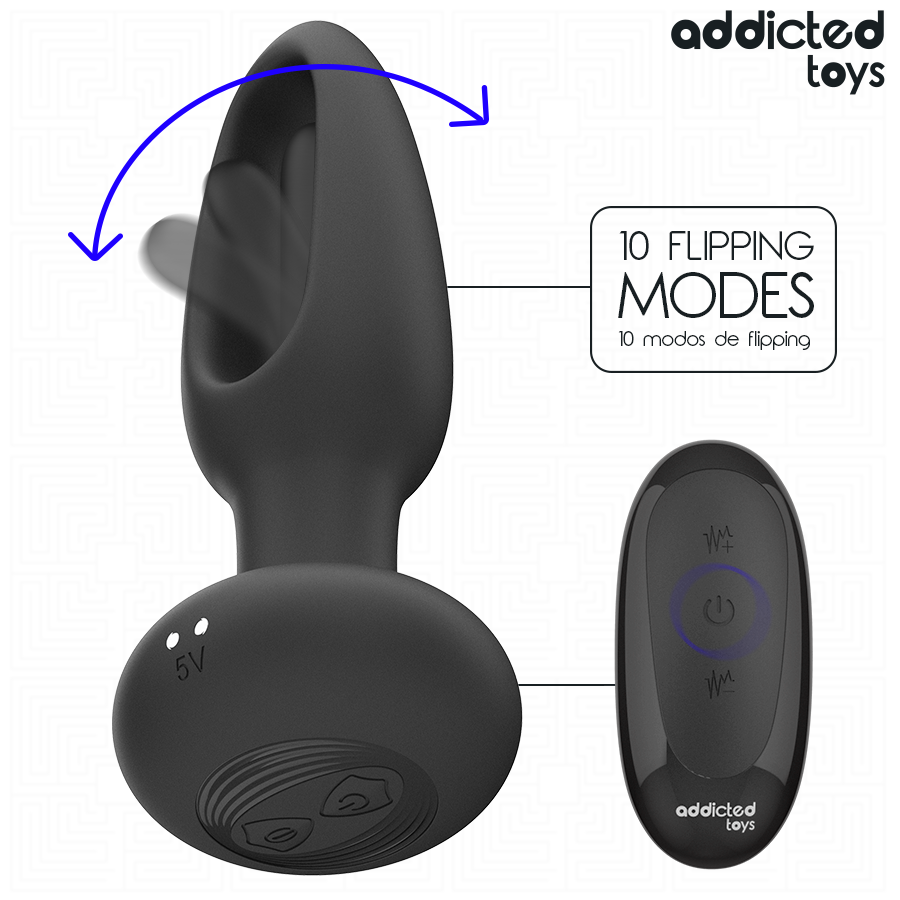 Addicted Toys-Plug anale con Lingua Vibrante e Telecomando-10 velocità · Giocattoli anali (imaginea 7)