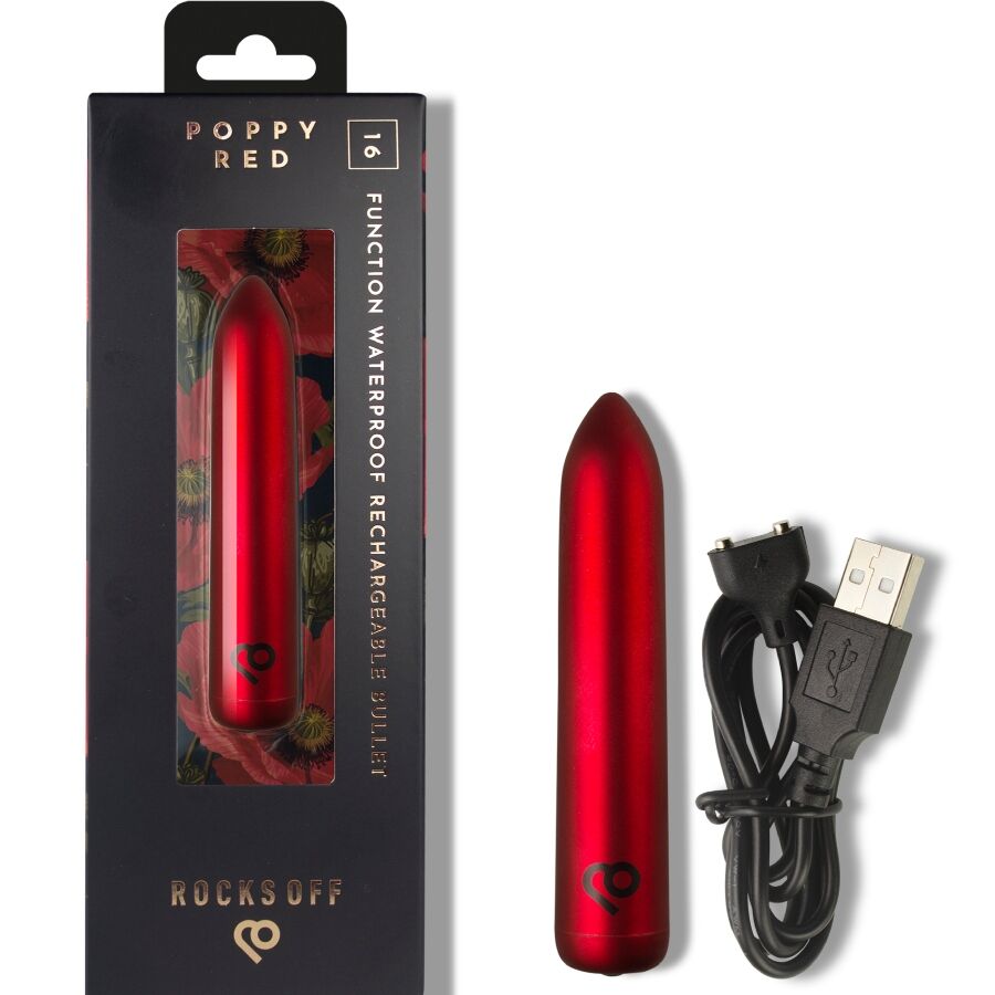 Rocks-Off-Bullet Vibratore Ricaricabile Poppy Rosso-12 velocità · Vibratori (imaginea 4)