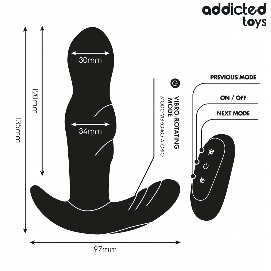 Addicted Toys-Plug anale Rotativo Vibrante con Telecomando-Silicio · Giocattoli anali (imaginea 6)