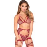 Leg Avenue-Set Top, Tanga, Imbracatura e Portjartier in rete · Lingerie sexy donna