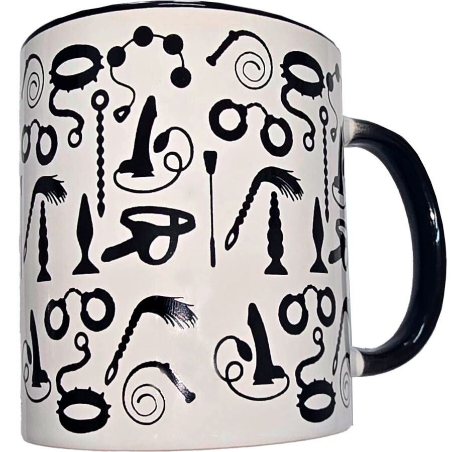 Diablo Picante-Tazza Bondage Bianca con impugnatura Nero 370 ml 1 Diablo Picante-Tazza Bondage Bianca con impugnatura Nero 370 ml — DIVERTY SEX · Articoli divertenti