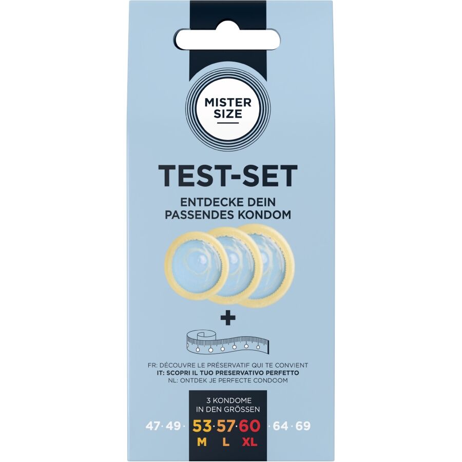 Mister Size-Set Test 3 Preservativi Taglie Diverse + Centimetro