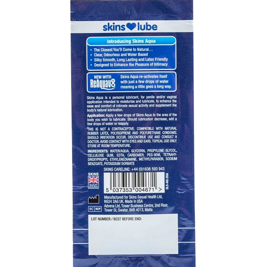 Skins-Aqua Lubrificante a base d'acqua monodose 5 ml 2 Skins-Aqua Lubrificante a base d'acqua monodose 5 ml · Lubrificanti (imaginea 2)