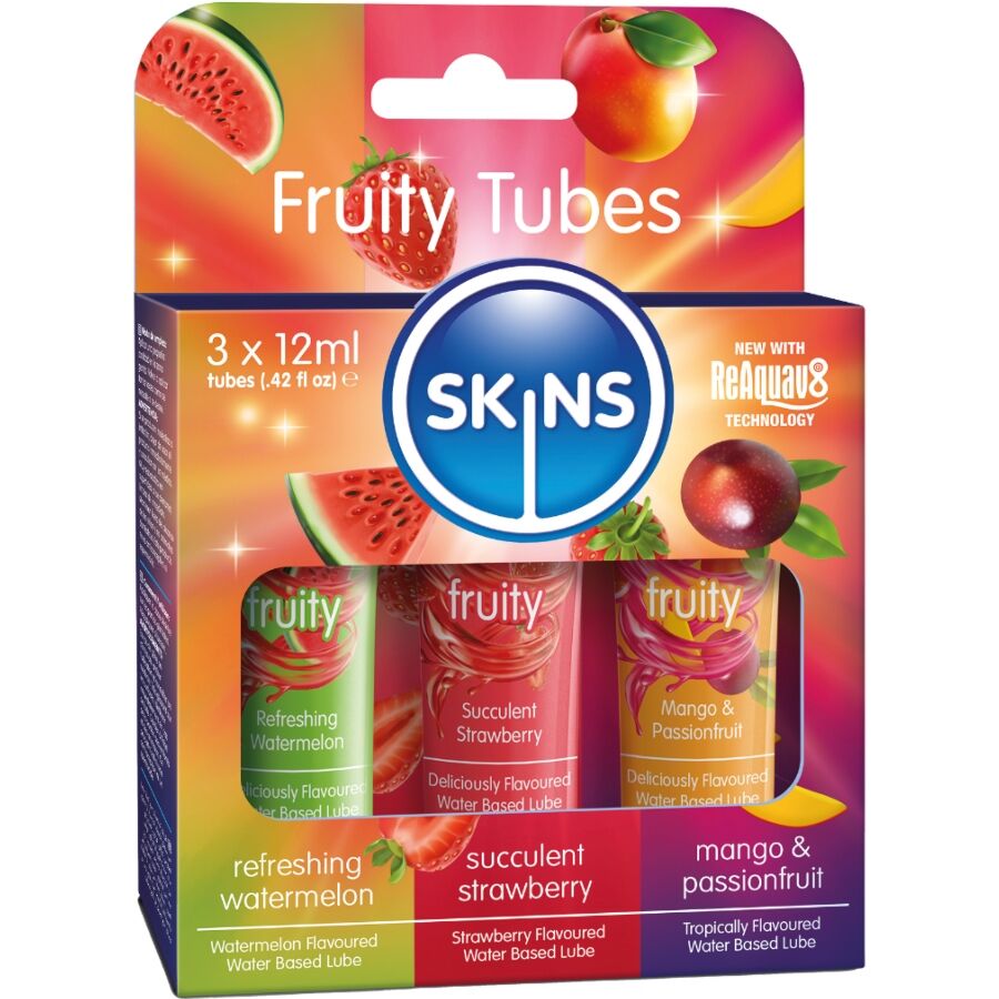 Skins-Kit Lubrificanti Fruttati Melone, Fragola e Mango 3 X 12 ml 1 Skins-Kit Lubrificanti Fruttati Melone, Fragola e Mango 3 X 12 ml · Lubrificanti