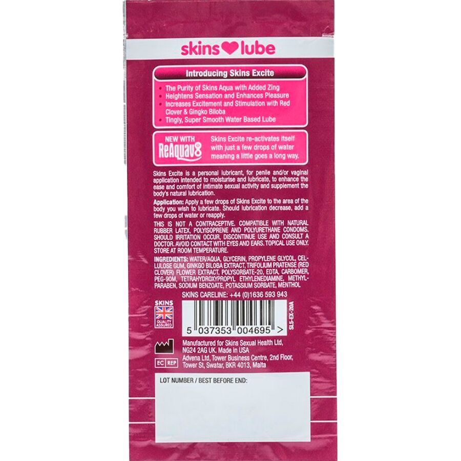 Skins-Ecciti Lubrificante a Base Acqua Monodose 5 ml 2 Skins-Ecciti Lubrificante a Base Acqua Monodose 5 ml · Lubrificanti (imaginea 2)