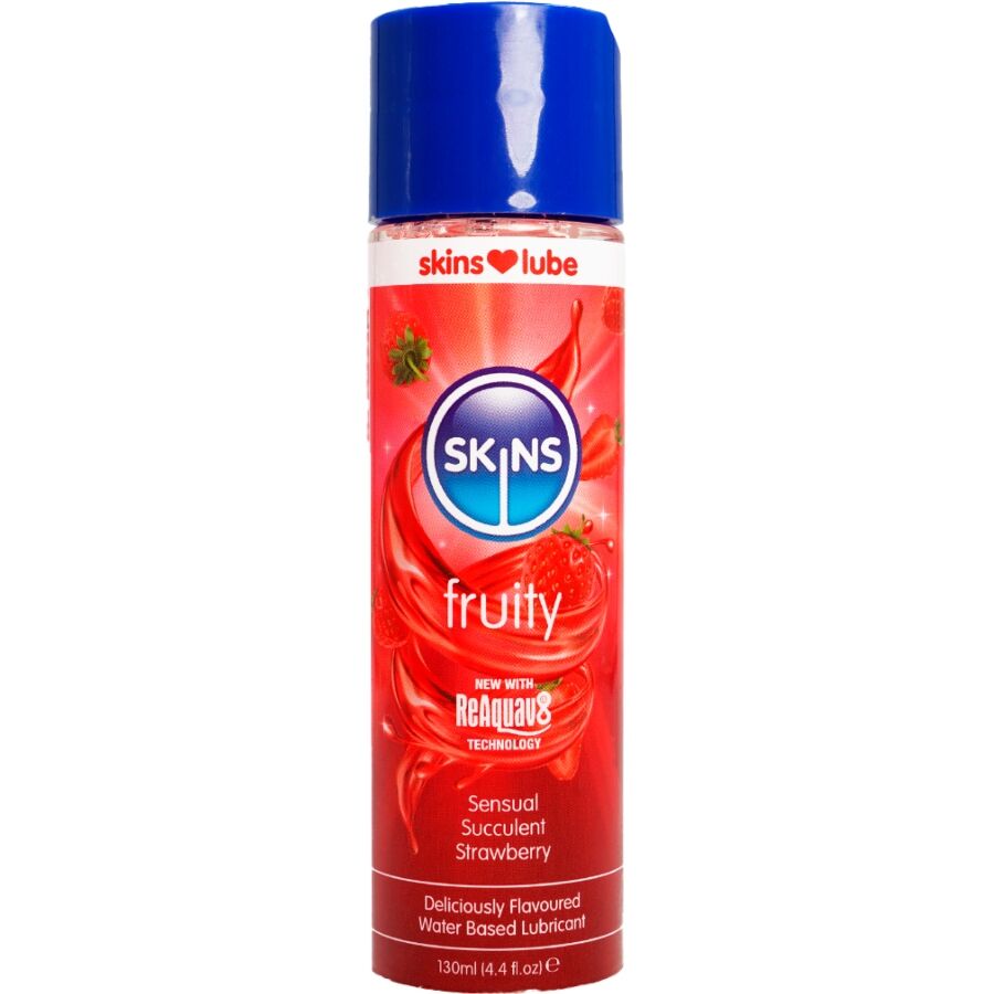 Skins-Lubrificante di frutta a base d'acqua di fragole 130 ml 1 Skins-Lubrificante di frutta a base d'acqua di fragole 130 ml · Lubrificanti