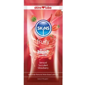 Skins-Lubrificante di frutta a base d'acqua Fragole Dose singola 5 ml