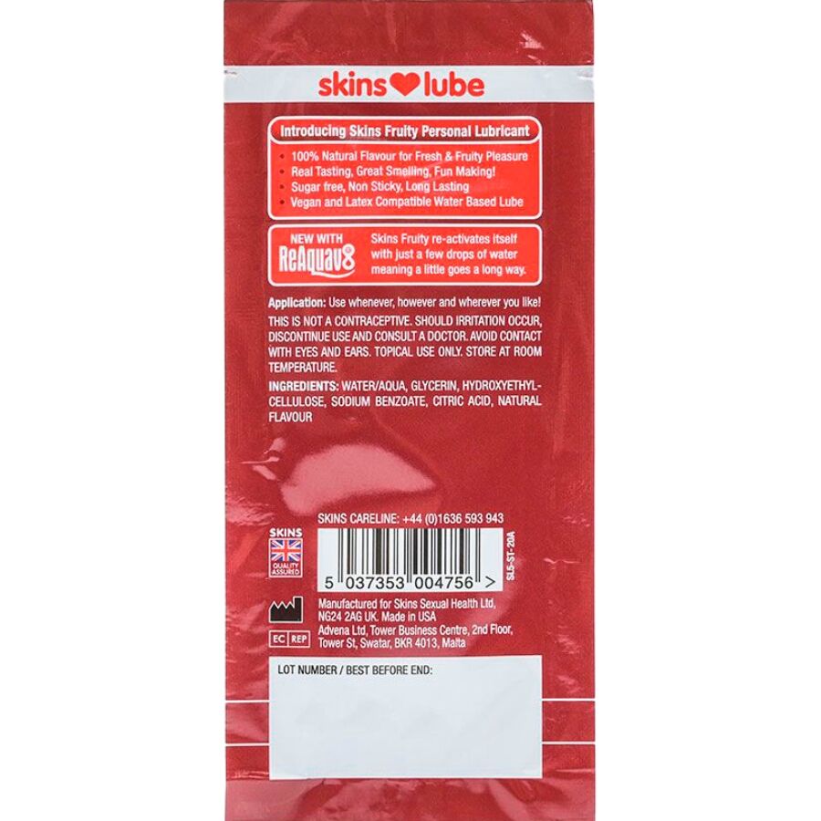 Skins-Lubrificante di frutta a base d'acqua Fragole Dose singola 5 ml 2 Skins-Lubrificante di frutta a base d'acqua Fragole Dose singola 5 ml · Lubrificanti (imaginea 2)
