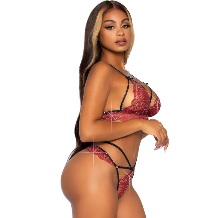 Leg Avenue-Set Reggiseno + Tanga Bordo · Lingerie sexy donna (imaginea 2)