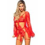 Leg Avenue-Set Body Teddy e Halat, Rosso · Lingerie sexy donna