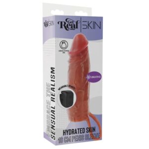 Get Real-Hydrated Skin Guaina Silicone Caramel Vibratore - 16 · Anelli & Guaine per pene (imaginea 5)