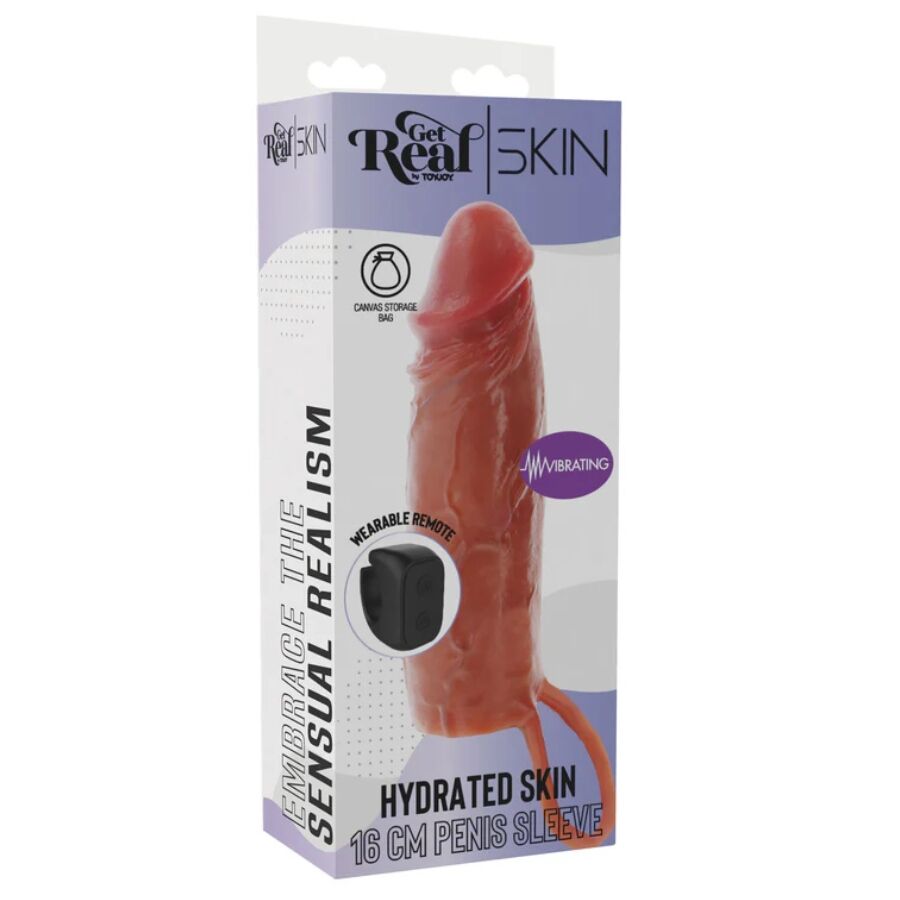 Get Real-Hydrated Skin Guaina Silicone Caramel Vibratore - 16 · Anelli & Guaine per pene (imaginea 5)