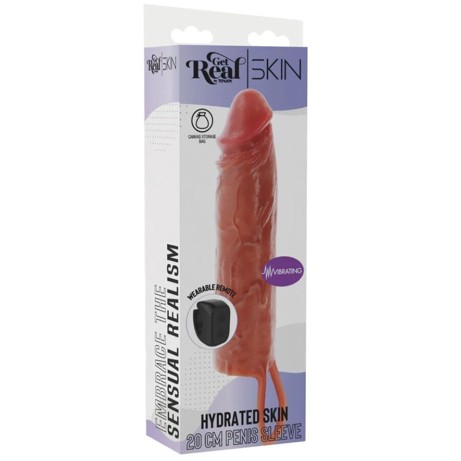 Get Real-Hydrated Skin Guaina Vibratore in Silicone, Caramel, 20 · Anelli & Guaine per pene (imaginea 5)