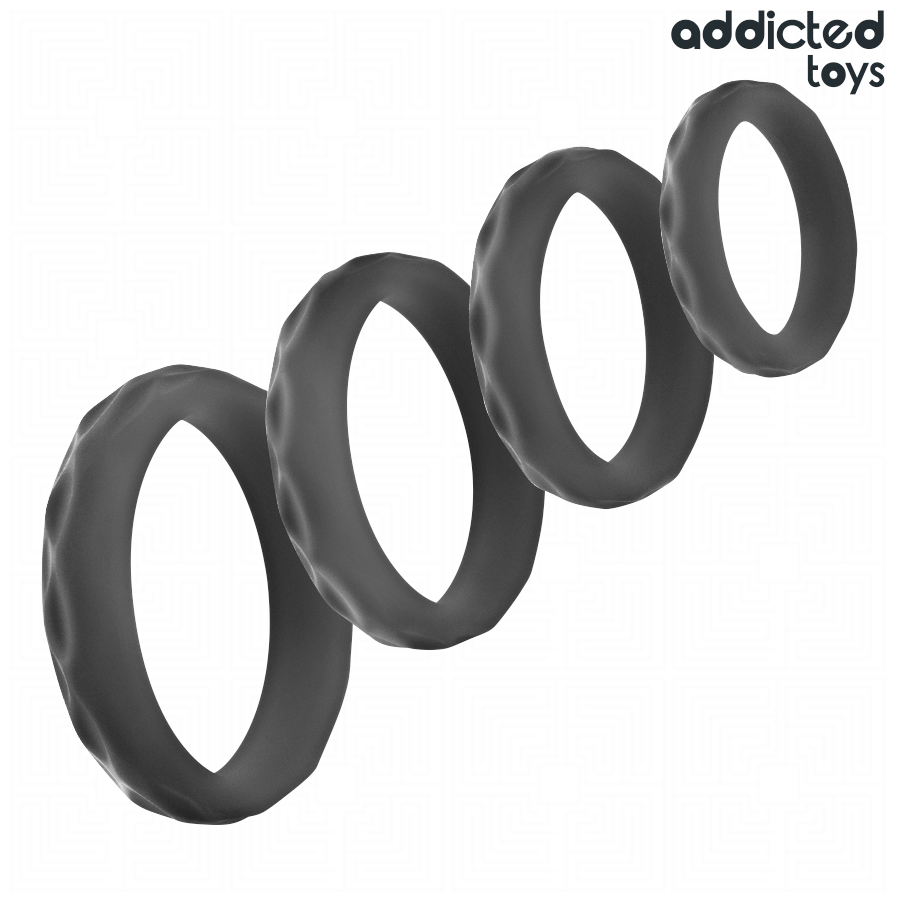 Addicted Toys-Set di anelli penieni strutturati 4 dimensioni in silicone 6 Addicted Toys-Set di anelli penieni strutturati 4 dimensioni in silicone · Anelli & Guaine per pene (imaginea 6)
