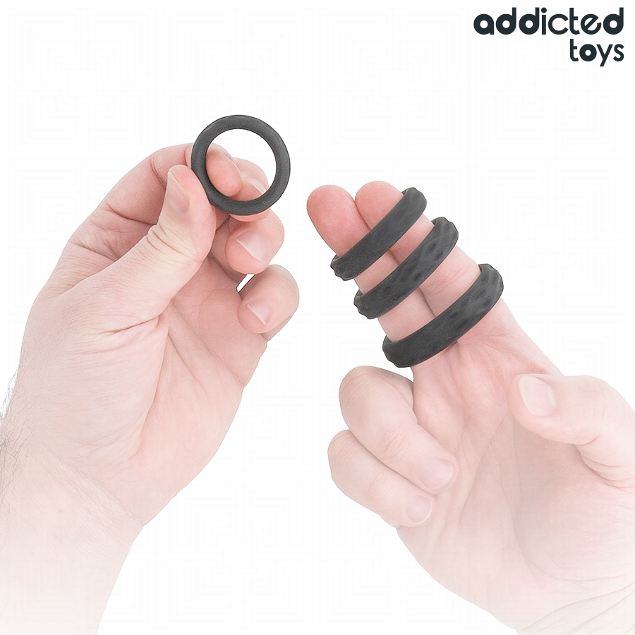 Addicted Toys-Set di anelli penieni strutturati 4 dimensioni in silicone 2 Addicted Toys-Set di anelli penieni strutturati 4 dimensioni in silicone · Anelli & Guaine per pene (imaginea 2)
