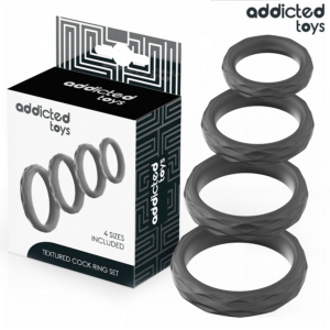 Addicted Toys-Set di anelli penieni strutturati 4 dimensioni in silicone