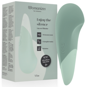 Womanizer-Vibe Lay-on Silent Vibrator Sage-Silicone, 10 velocità