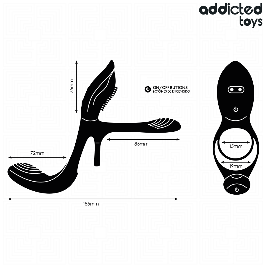 Addicted Toys-Doppio Anello Pene con Stimolatore · Anelli & Guaine per pene (imaginea 6)