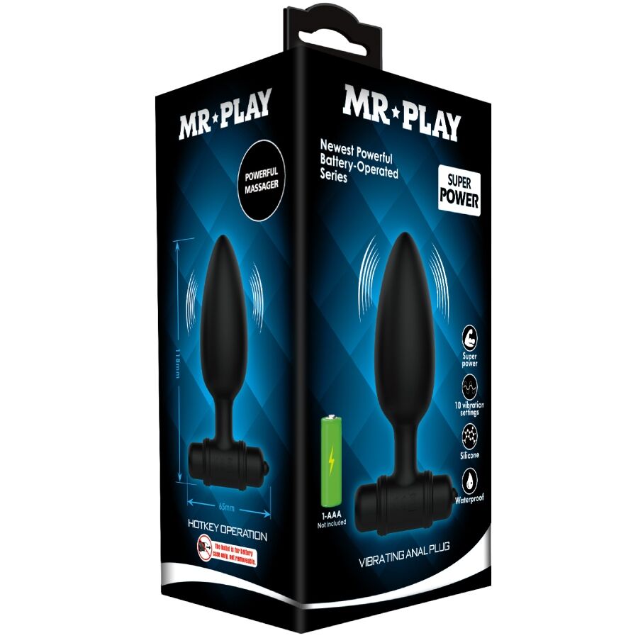 Mr Play-Super Potenza Plug anale con Vibrazione-Silicio, 10 velocità 2 Mr Play-Super Potenza Plug anale con Vibrazione-Silicio, 10 velocità · Giocattoli anali (immagine 2)