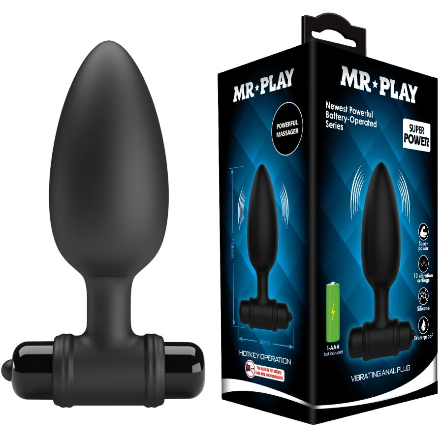 Mr Play-Super Potenza Plug anale con Vibrazione-Silicio, 10 velocità 9 Mr Play-Super Potenza Plug anale con Vibrazione-Silicio, 10 velocità · Giocattoli anali (immagine 9)