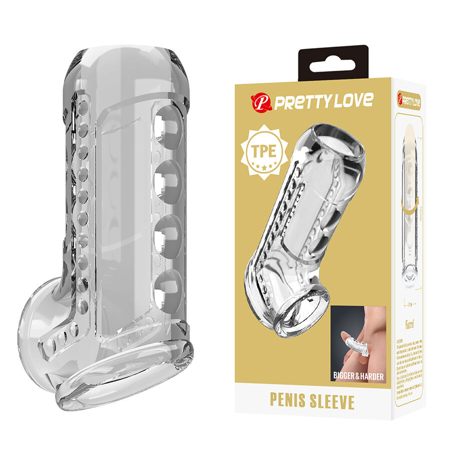 For Him-Cappuccio Trasparente Textured per Penis-TPE, impermeabile 2 For Him-Cappuccio Trasparente Textured per Penis-TPE, impermeabile — PRETTY LOVE · Anelli & Guaine per pene (imaginea 2)