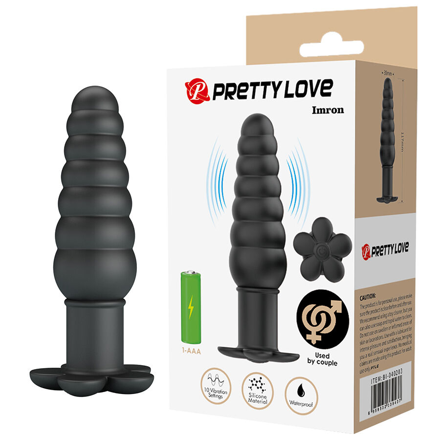 Anal Toys-Imron Plug anale Vibrante, 10 modalità, Nero-Silicone, 10 — PRETTY LOVE · Giocattoli anali (immagine 6)