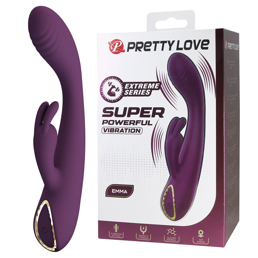 High Tech-Emma Rabbit Violet Vibratore con Stimolatore-Silicone, 10 — PRETTY LOVE · Vibratori (immagine 9)