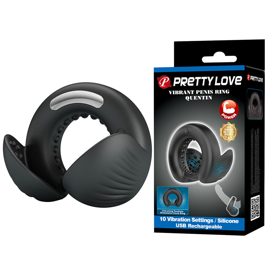 For Him-Quentin Anello Dual per Pene con Stimolatore 2 For Him-Quentin Anello Dual per Pene con Stimolatore — PRETTY LOVE · Anelli & Guaine per pene (imaginea 2)