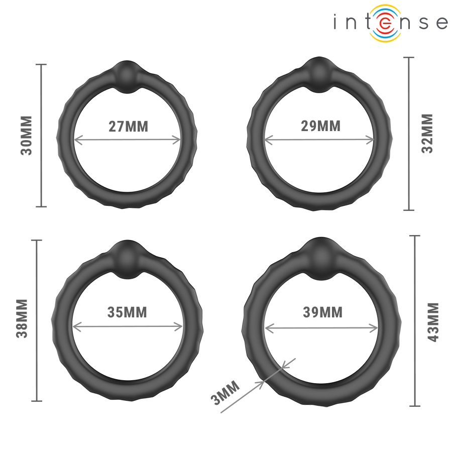 Intense For Him-Michiel Set di 4 Anelli per il Pene Modello 10 · Anelli & Guaine per pene (imaginea 5)
