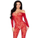Leg Avenue Bodystockings-89366 Bodystocking Pizzo Rosso - One · Lingerie sexy donna