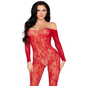 Leg Avenue Bodystockings-89366 Bodystocking Pizzo Rosso - One · Lingerie sexy donna