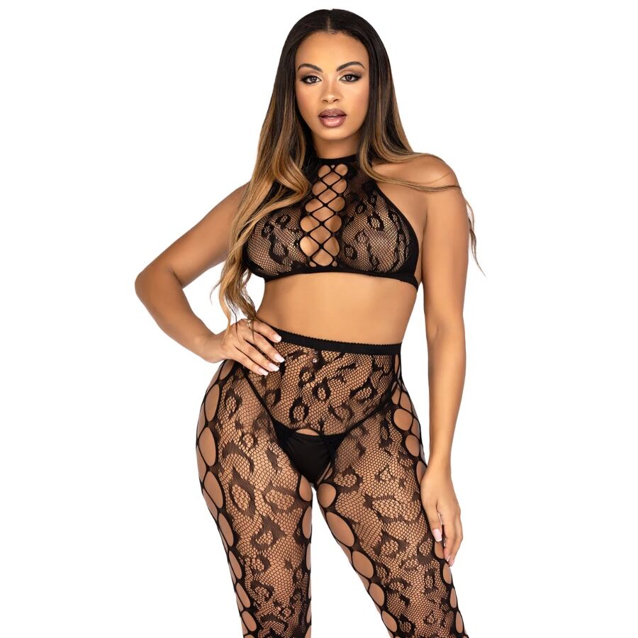 Leg Avenue Sets-89372 Top Crop e Collant senza Sedile Neri - One 1 Leg Avenue Sets-89372 Top Crop e Collant senza Sedile Neri - One · Lingerie sexy donna