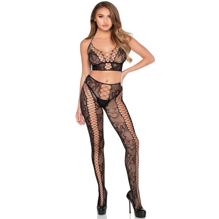Leg Avenue Sets-89368 Top Crop in Pizzo e Mesh con Collant 1 Leg Avenue Sets-89368 Top Crop in Pizzo e Mesh con Collant · Lingerie sexy donna