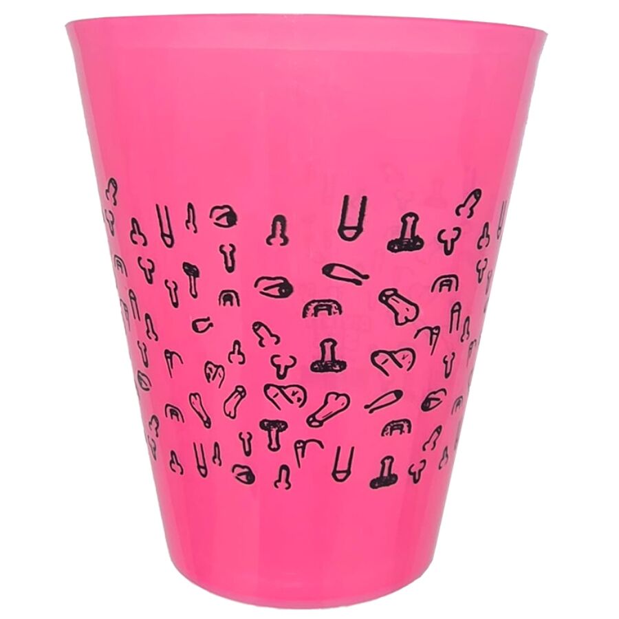 Diablo Picante-Diverty Sex Bicchiere Fuchsia 500 ml con Peni Neri · Articoli divertenti