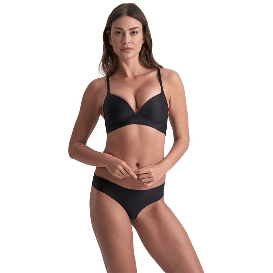Bye Bra-Tanga Invisible Set 2 Pezzi Beige e Nero · Lingerie sexy donna (immagine 5)