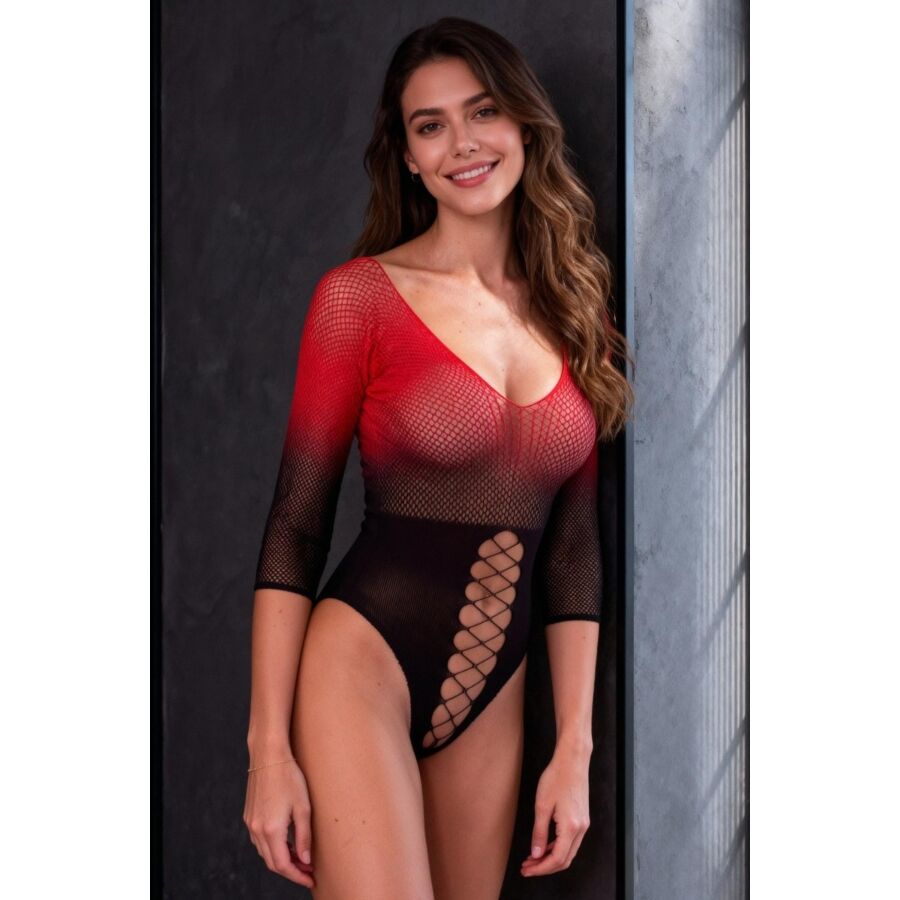 Passion Woman Bodystockings-BS118 Bodystocking Mesh Nero e Rosso 2 Passion Woman Bodystockings-BS118 Bodystocking Mesh Nero e Rosso · Lingerie sexy donna (imaginea 2)