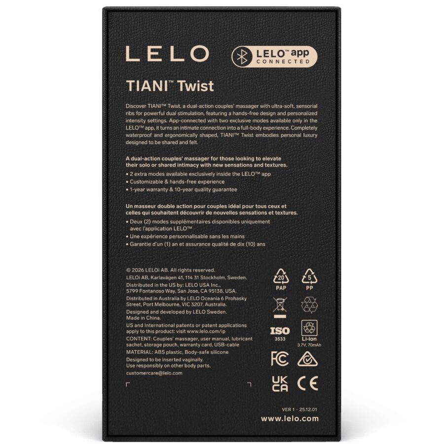 Lelo-Tiani Twist Vibratore per Coppia Foam-Silicone, 12 velocità 2 Lelo-Tiani Twist Vibratore per Coppia Foam-Silicone, 12 velocità · Giocattoli per coppie (imaginea 2)