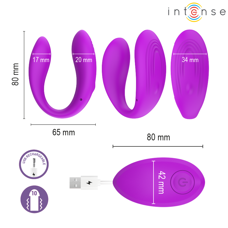 Intense-Nora Vibratore a Forma di U con Telecomando · Vibratori (immagine 12)