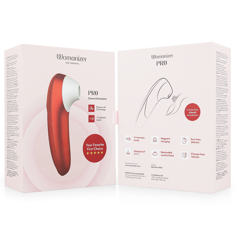 Womanizer-Pro Vibrante Stimolatore Clitoride Burgundy-Silicone, 10 4 Womanizer-Pro Vibrante Stimolatore Clitoride Burgundy-Silicone, 10 · Vibratori (immagine 4)