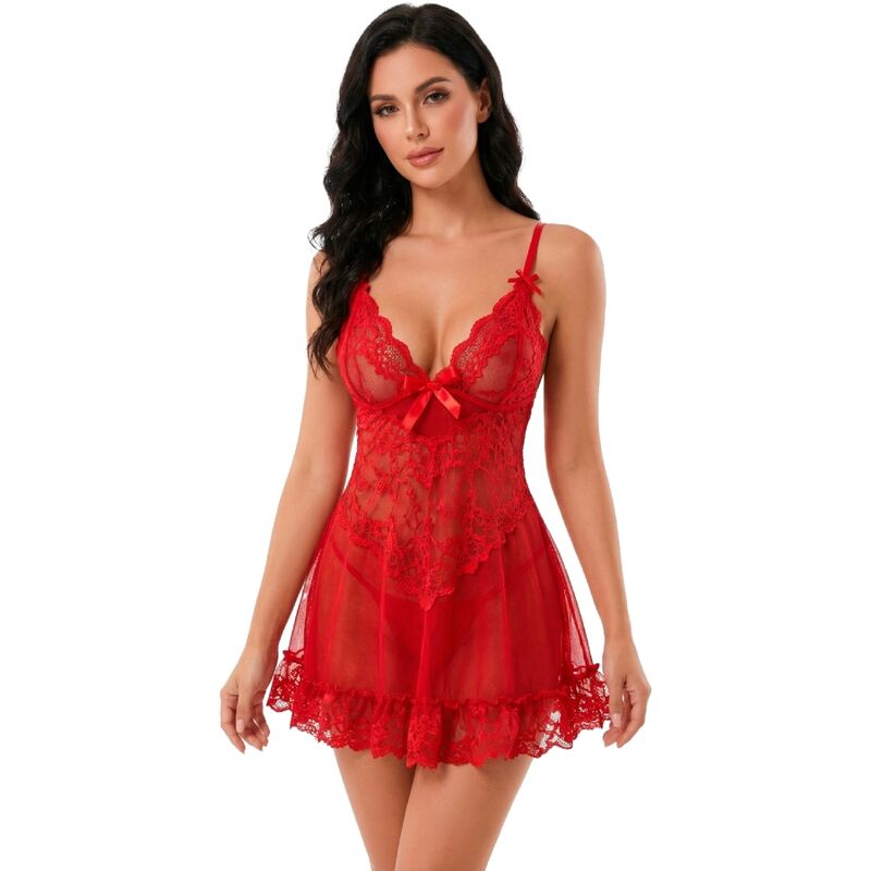 Livco Corsetti Fashion-Nuit Set Maglietta e Mutandine Rosse S/M · Lingerie sexy donna