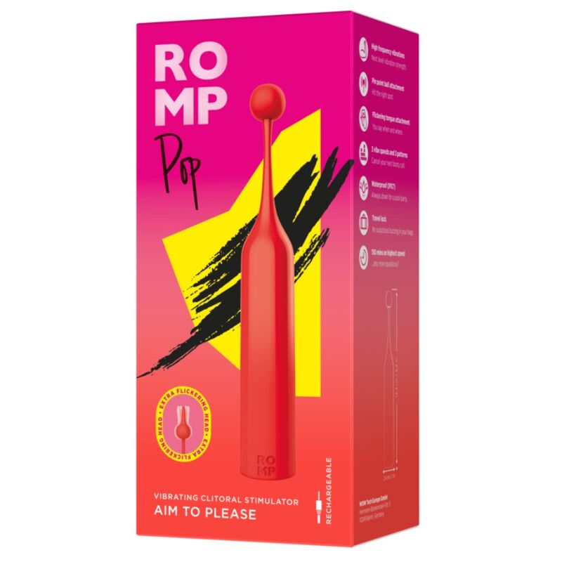 Romp-Pop Stimolatore clitorideo ad alta frequenza, Rosso-Silicone · Vibratori (imaginea 9)