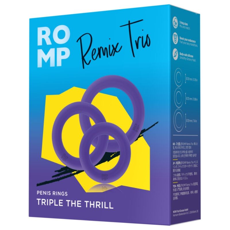 Romp-Remix Trio Set di 3 Anelli in Silicone Viola-Waterproof · Anelli & Guaine per pene (imaginea 6)