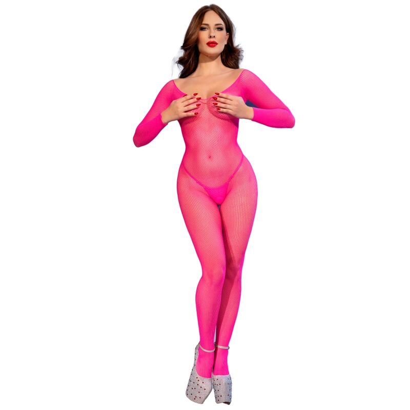 Chilirose Corsets-CR-4894 Corpo a rete al neon Rosa S/M