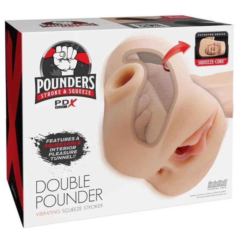 Pdx Plus+-Doppia pesa vibrante Squeeze Stroker Light 20.5 CM — PIPEDREAMS · Masturbatori