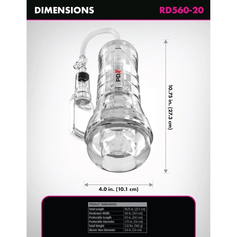 Pdx Elite-ViewTube Vac XXL Trasparente Stroker With Suction Pump — PIPEDREAMS · Anelli & Guaine per pene (immagine 6)