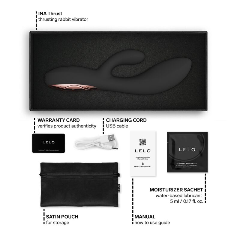 Lelo-Ina Thrust Rabbit Vibratore Silicone, Ricaricabile, App · Vibratori (immagine 19)