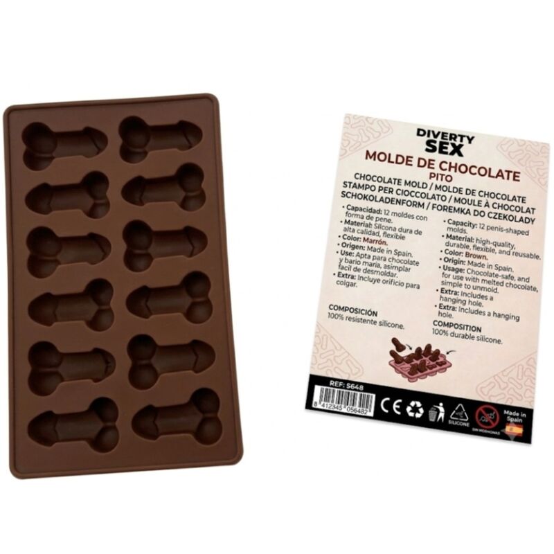 Diablo Picante-Forma di Cioccolato con 12 Peni di Silicone — DIVERTY SEX · Articoli divertenti