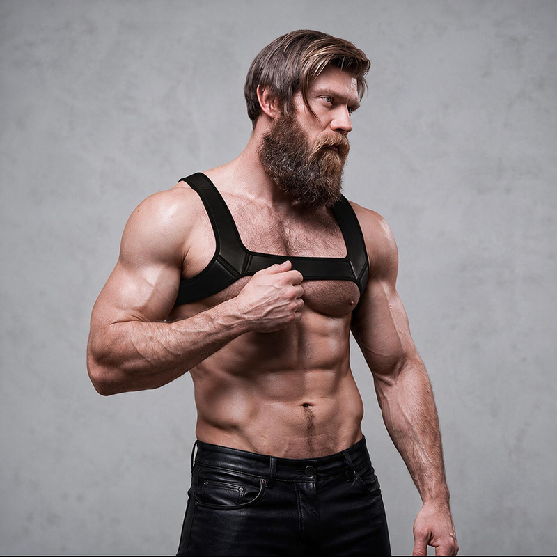 Fetish Submissive Attitude-Imbracatura in neoprene per il petto · Intimo uomo (imaginea 4)