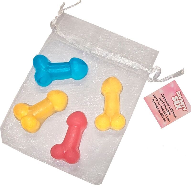 Diablo Picante-4 mini saponi profumati a forma di pene — DIVERTY SEX · Articoli divertenti