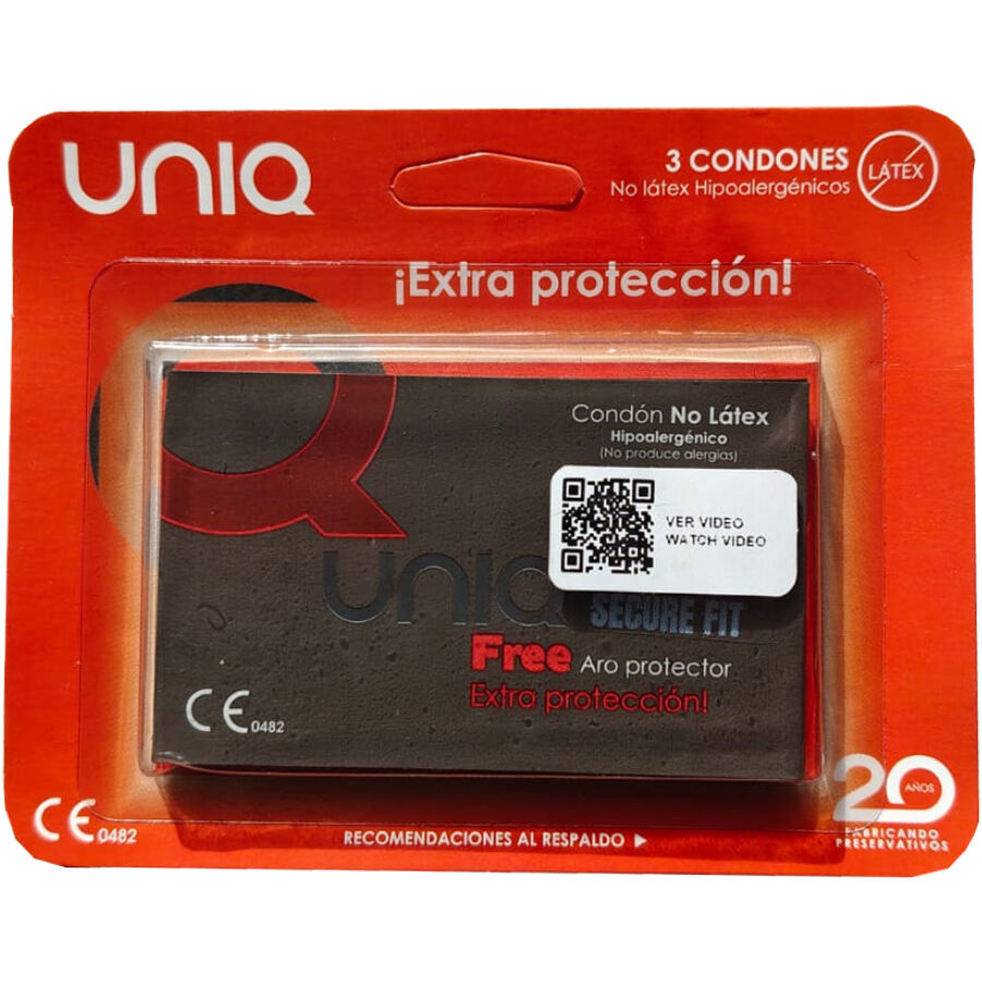 Uniq-Secure Fit Preservativi senza Lattice 3 Pezzi